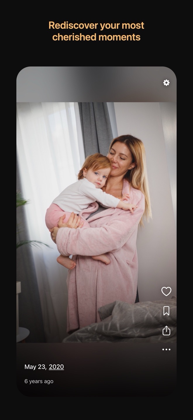 Fondly showing a family photograph in a full-screen feed.